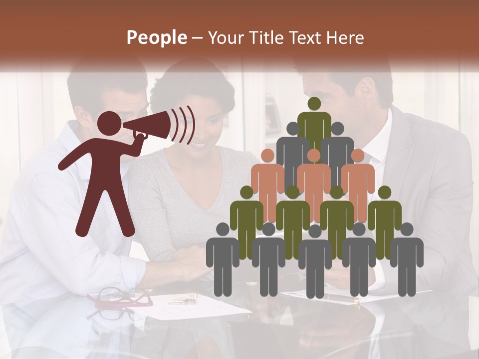 A Group Of People Sitting Around A Table Looking At A Tablet PowerPoint Template