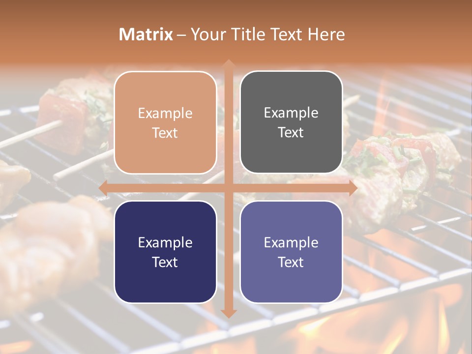 A Bbq Grill With Shrimp And Vegetables On Skewers PowerPoint Template