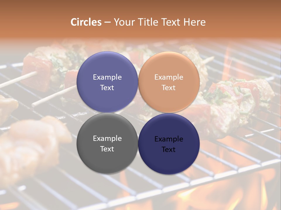 A Bbq Grill With Shrimp And Vegetables On Skewers PowerPoint Template