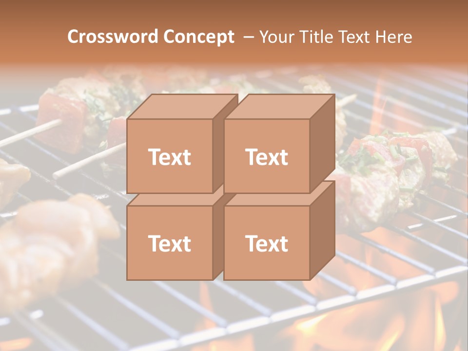 A Bbq Grill With Shrimp And Vegetables On Skewers PowerPoint Template