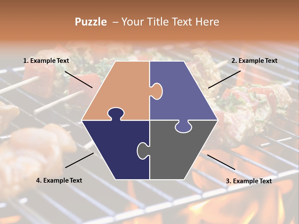 A Bbq Grill With Shrimp And Vegetables On Skewers PowerPoint Template