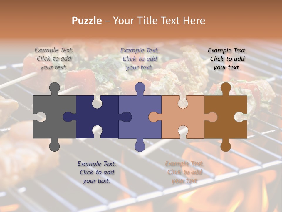 A Bbq Grill With Shrimp And Vegetables On Skewers PowerPoint Template