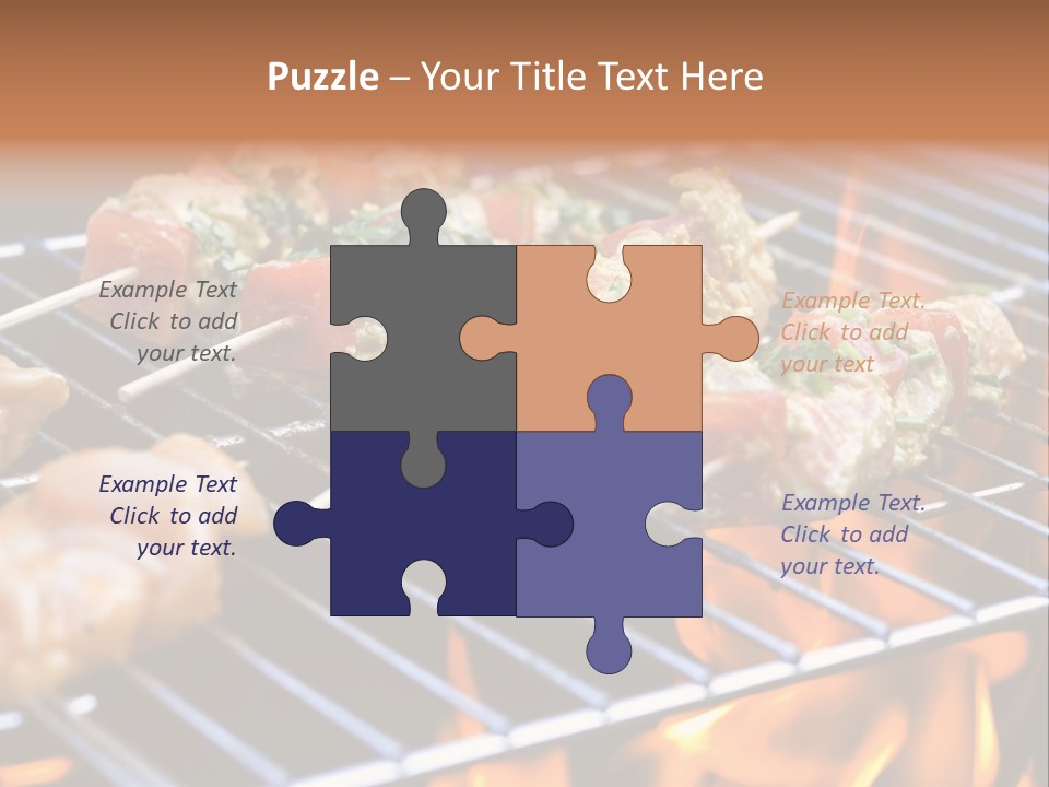 A Bbq Grill With Shrimp And Vegetables On Skewers PowerPoint Template