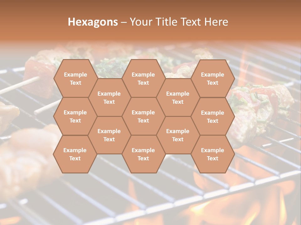 A Bbq Grill With Shrimp And Vegetables On Skewers PowerPoint Template