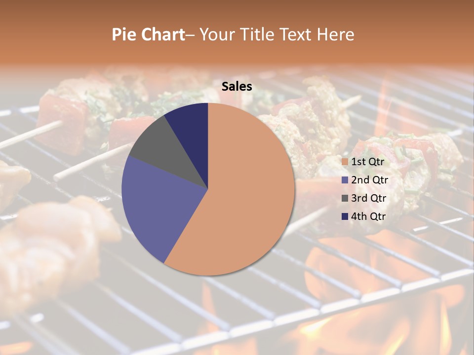 A Bbq Grill With Shrimp And Vegetables On Skewers PowerPoint Template