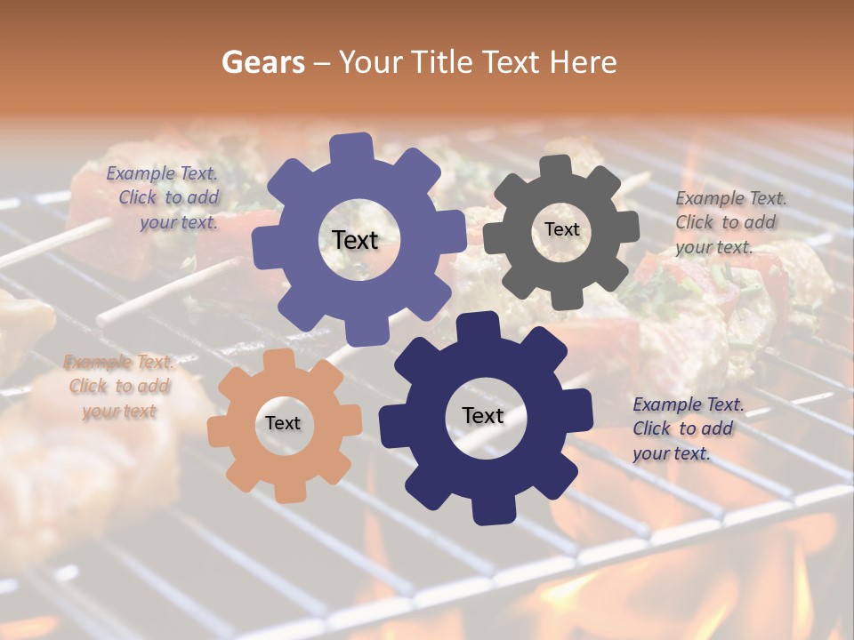 A Bbq Grill With Shrimp And Vegetables On Skewers PowerPoint Template