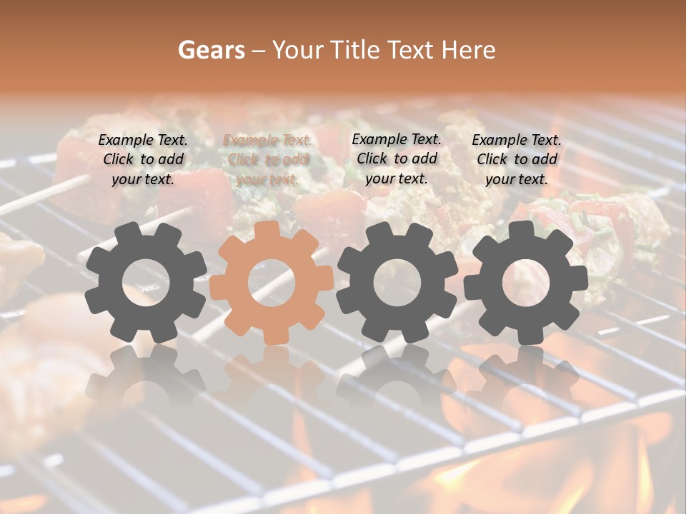 A Bbq Grill With Shrimp And Vegetables On Skewers PowerPoint Template