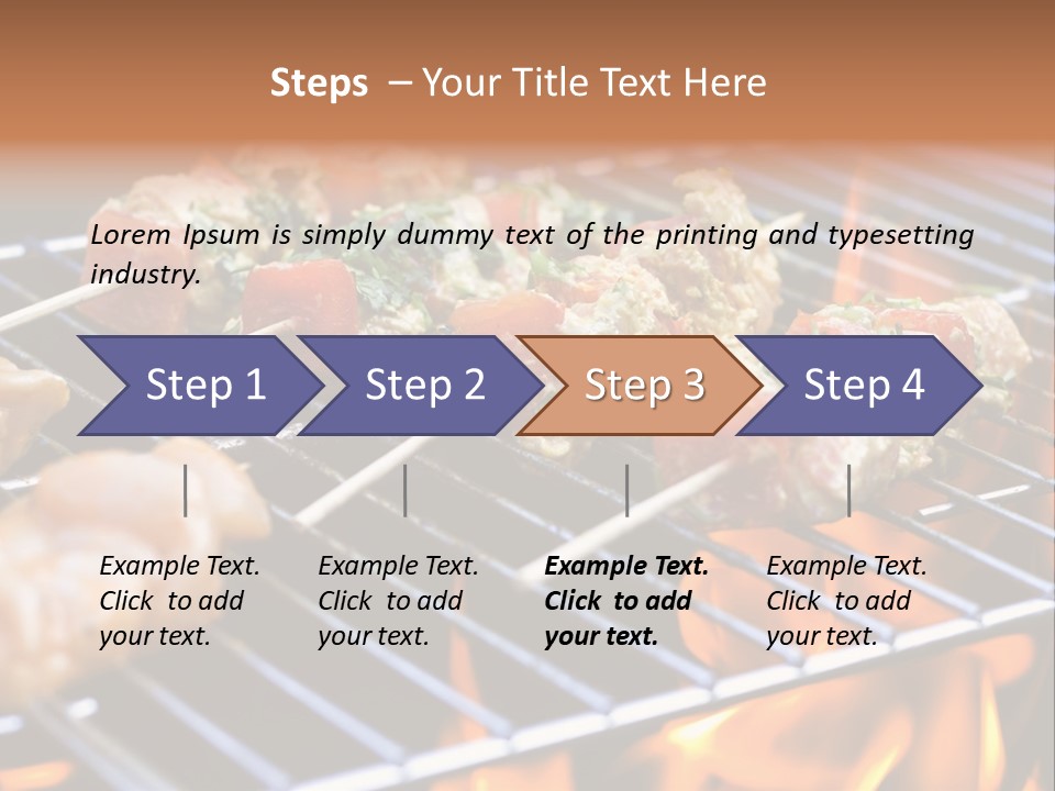 A Bbq Grill With Shrimp And Vegetables On Skewers PowerPoint Template