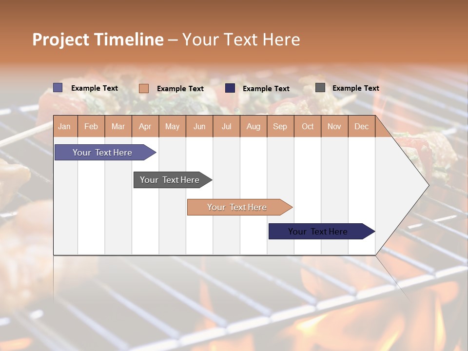 A Bbq Grill With Shrimp And Vegetables On Skewers PowerPoint Template