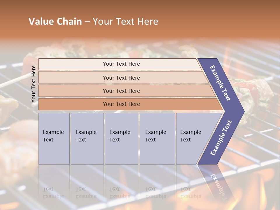 A Bbq Grill With Shrimp And Vegetables On Skewers PowerPoint Template