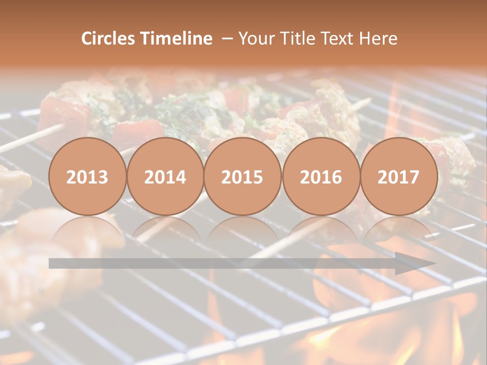 A Bbq Grill With Shrimp And Vegetables On Skewers PowerPoint Template