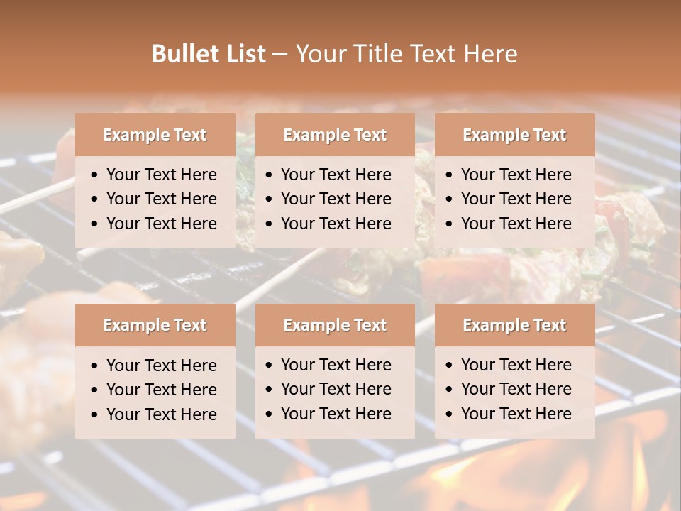 A Bbq Grill With Shrimp And Vegetables On Skewers PowerPoint Template