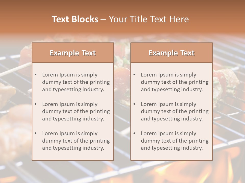A Bbq Grill With Shrimp And Vegetables On Skewers PowerPoint Template