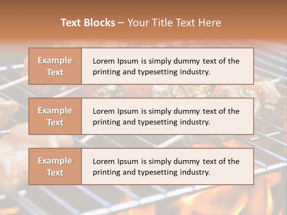 A Bbq Grill With Shrimp And Vegetables On Skewers PowerPoint Template