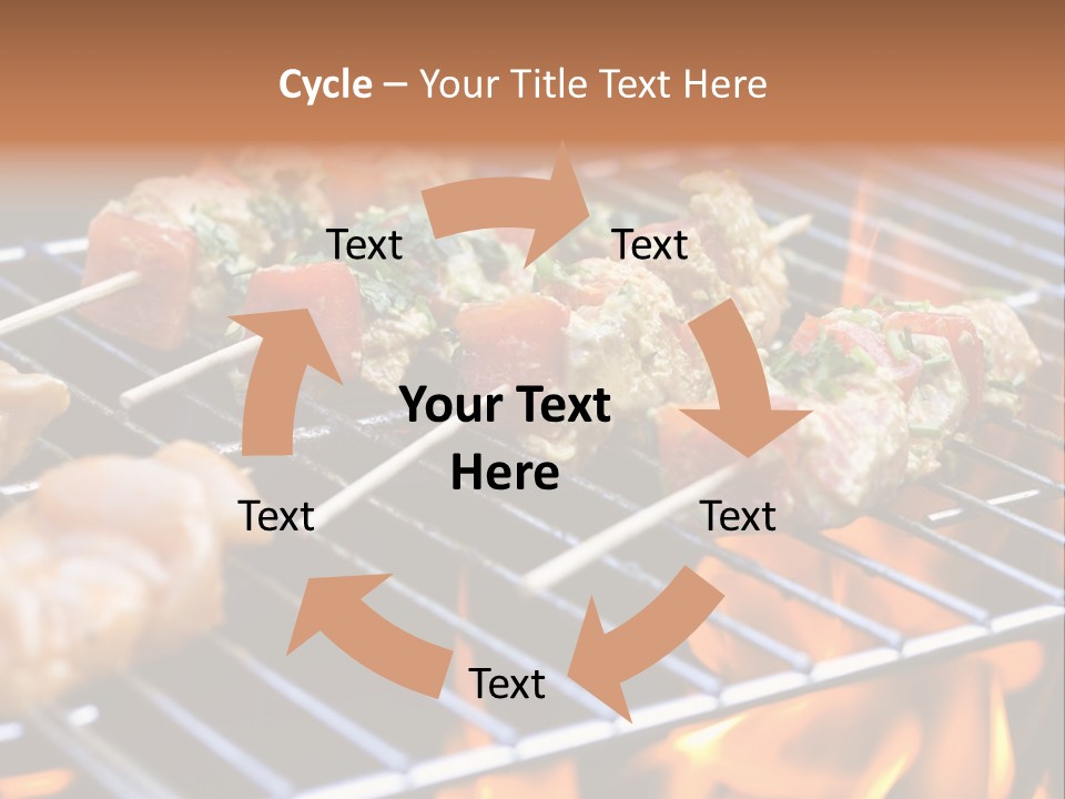 A Bbq Grill With Shrimp And Vegetables On Skewers PowerPoint Template