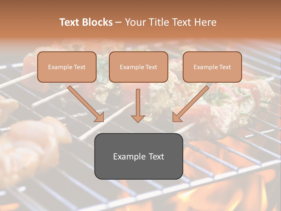 A Bbq Grill With Shrimp And Vegetables On Skewers PowerPoint Template
