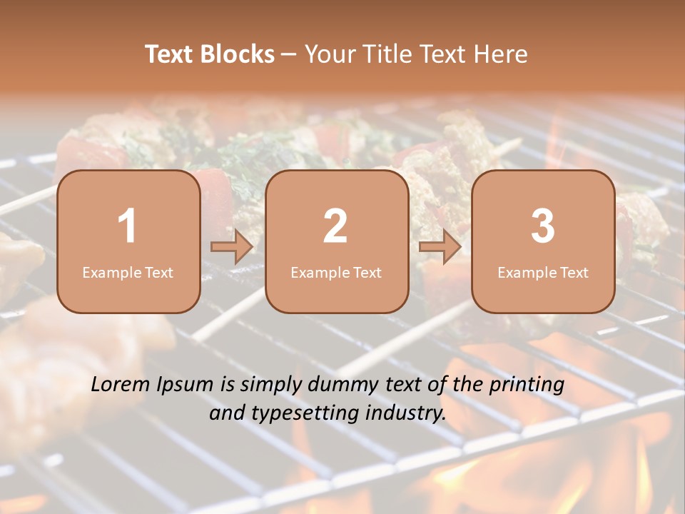 A Bbq Grill With Shrimp And Vegetables On Skewers PowerPoint Template