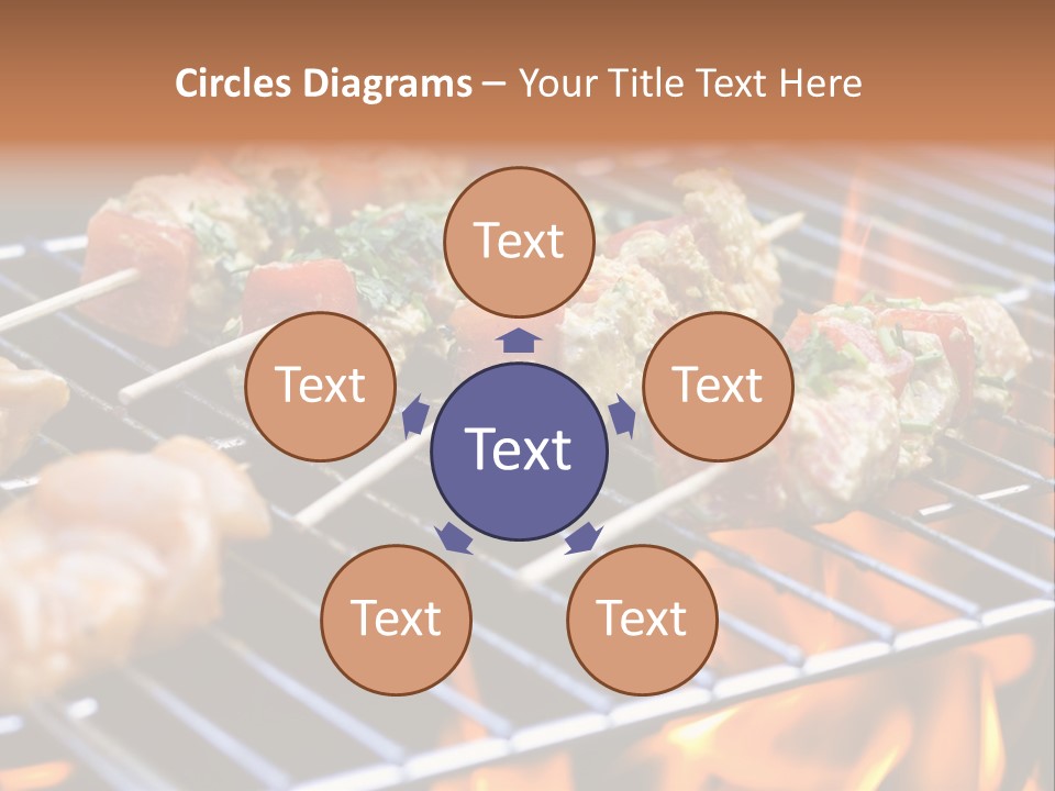 A Bbq Grill With Shrimp And Vegetables On Skewers PowerPoint Template