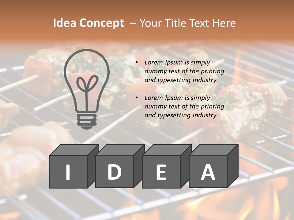 A Bbq Grill With Shrimp And Vegetables On Skewers PowerPoint Template
