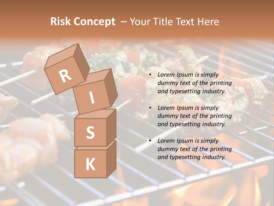 A Bbq Grill With Shrimp And Vegetables On Skewers PowerPoint Template