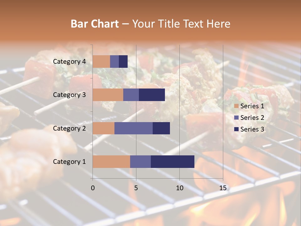 A Bbq Grill With Shrimp And Vegetables On Skewers PowerPoint Template