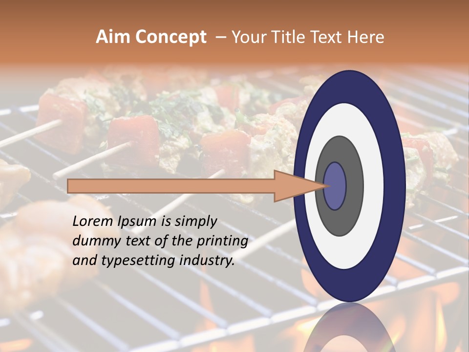 A Bbq Grill With Shrimp And Vegetables On Skewers PowerPoint Template