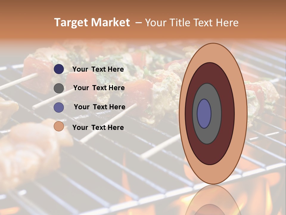 A Bbq Grill With Shrimp And Vegetables On Skewers PowerPoint Template