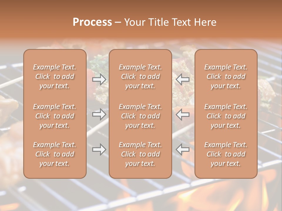 A Bbq Grill With Shrimp And Vegetables On Skewers PowerPoint Template