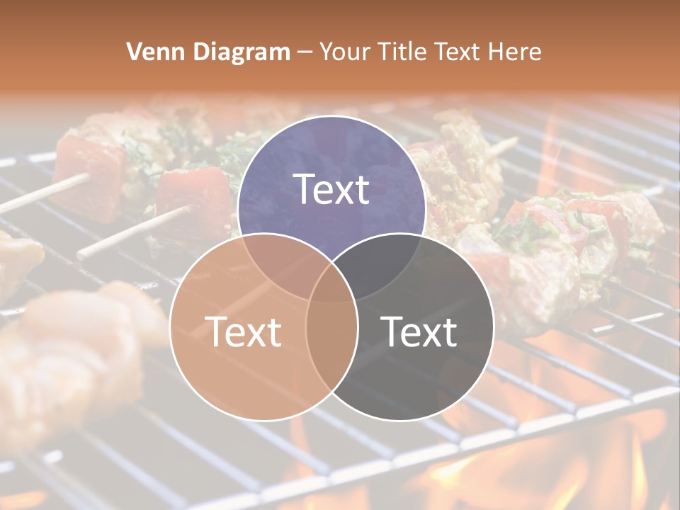 A Bbq Grill With Shrimp And Vegetables On Skewers PowerPoint Template