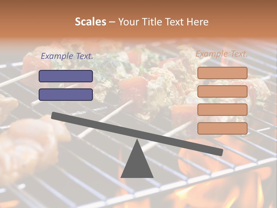 A Bbq Grill With Shrimp And Vegetables On Skewers PowerPoint Template
