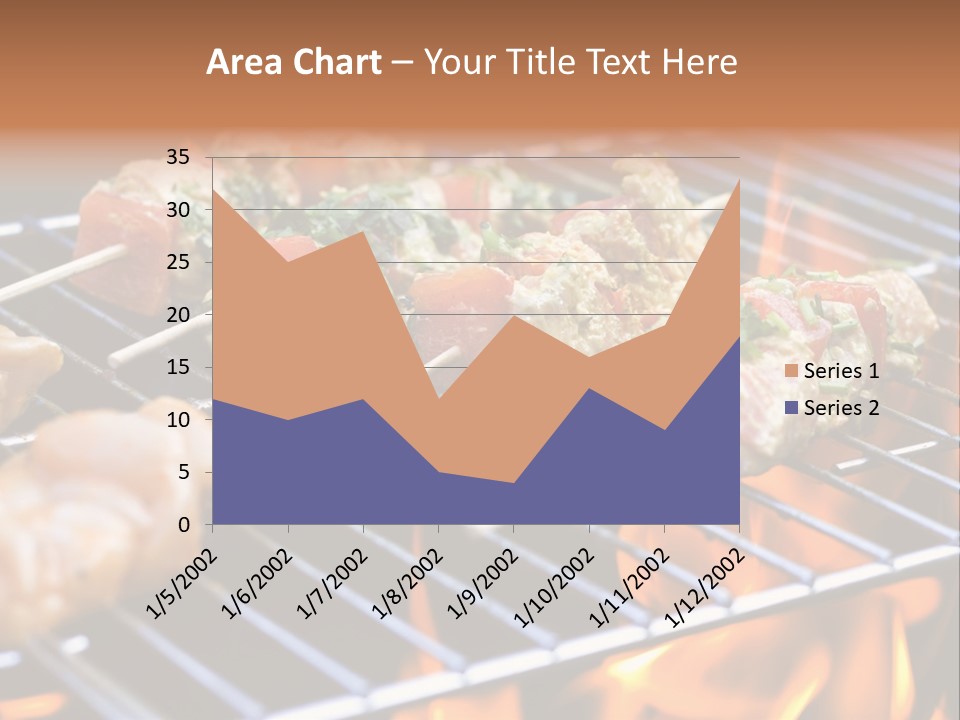 A Bbq Grill With Shrimp And Vegetables On Skewers PowerPoint Template