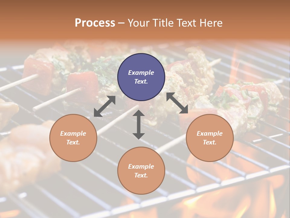 A Bbq Grill With Shrimp And Vegetables On Skewers PowerPoint Template