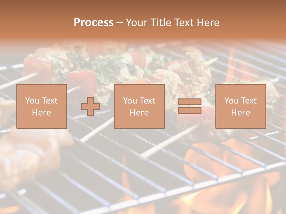 A Bbq Grill With Shrimp And Vegetables On Skewers PowerPoint Template