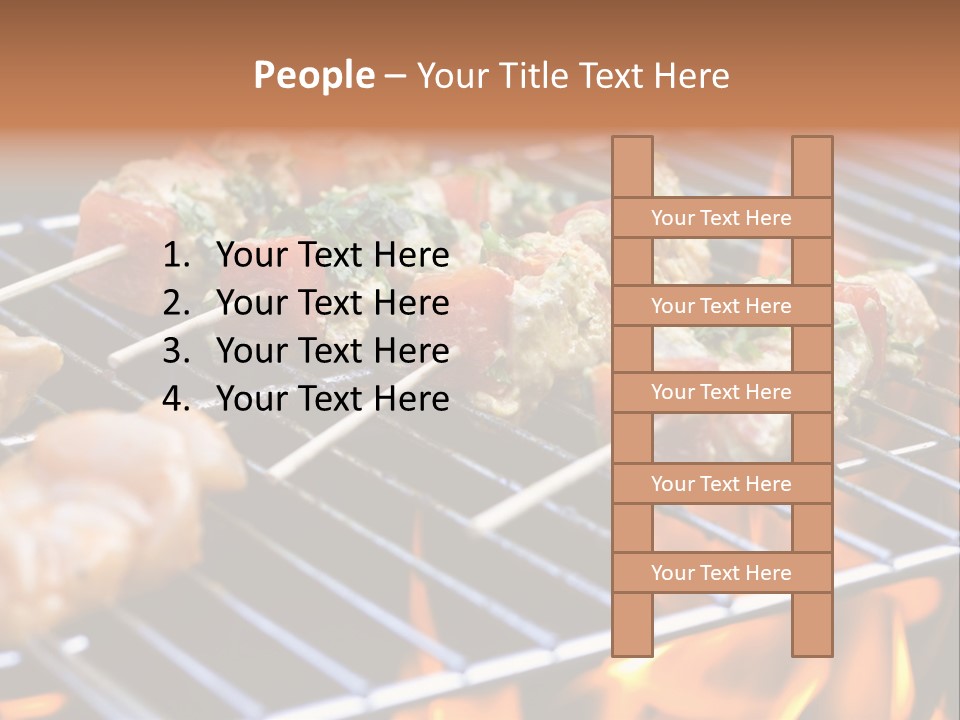 A Bbq Grill With Shrimp And Vegetables On Skewers PowerPoint Template