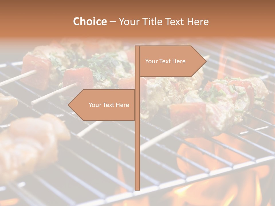 A Bbq Grill With Shrimp And Vegetables On Skewers PowerPoint Template