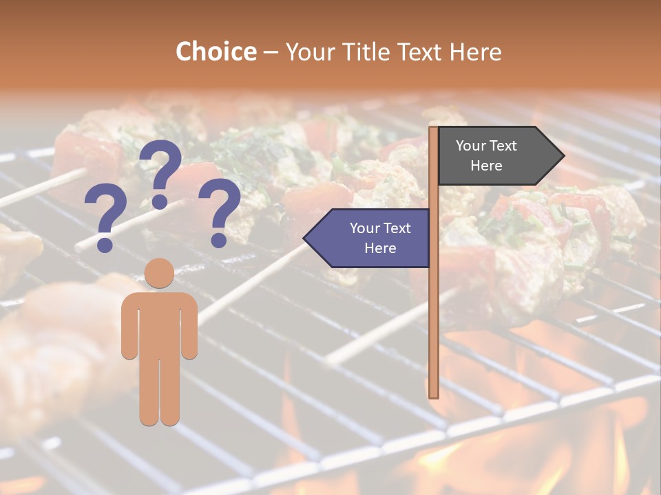 A Bbq Grill With Shrimp And Vegetables On Skewers PowerPoint Template