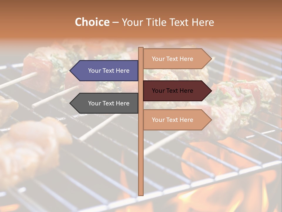 A Bbq Grill With Shrimp And Vegetables On Skewers PowerPoint Template