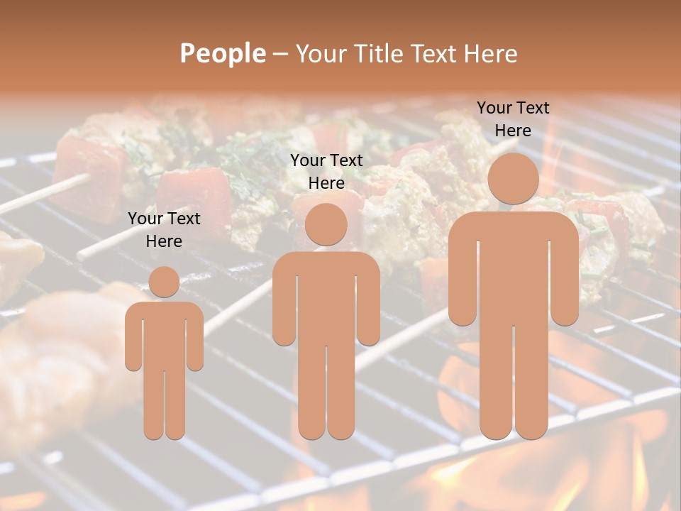 A Bbq Grill With Shrimp And Vegetables On Skewers PowerPoint Template