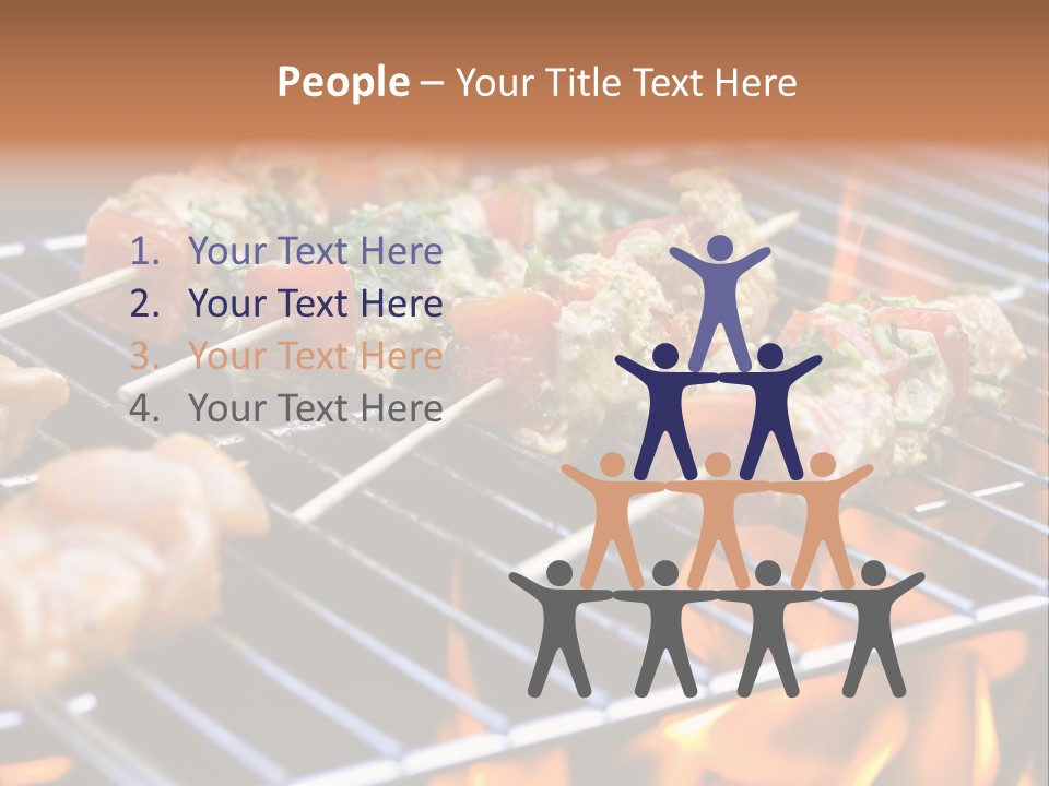 A Bbq Grill With Shrimp And Vegetables On Skewers PowerPoint Template