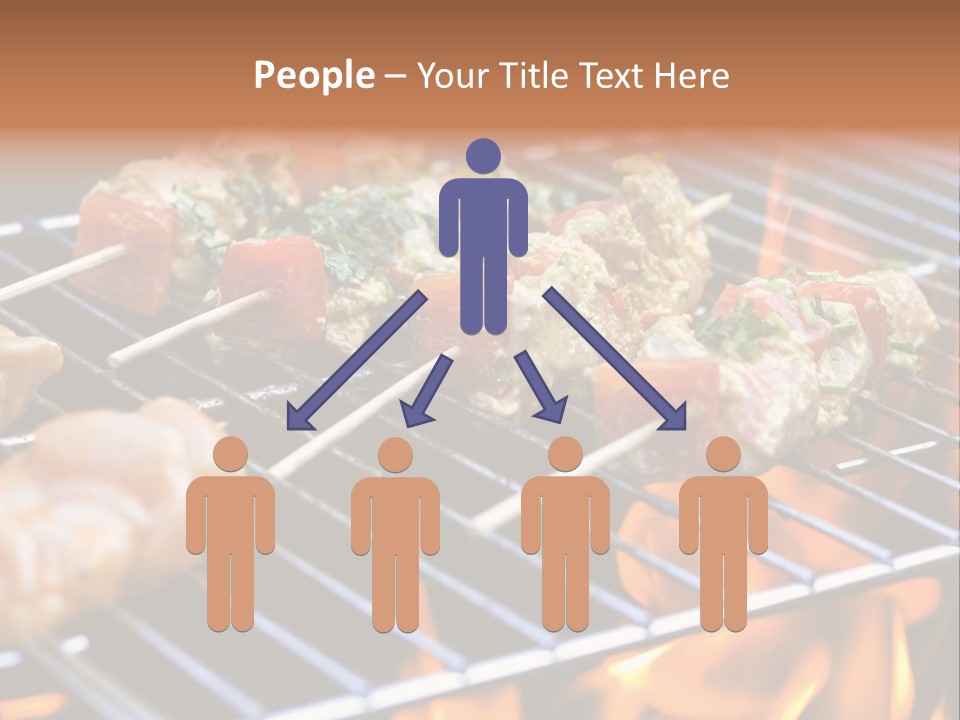 A Bbq Grill With Shrimp And Vegetables On Skewers PowerPoint Template