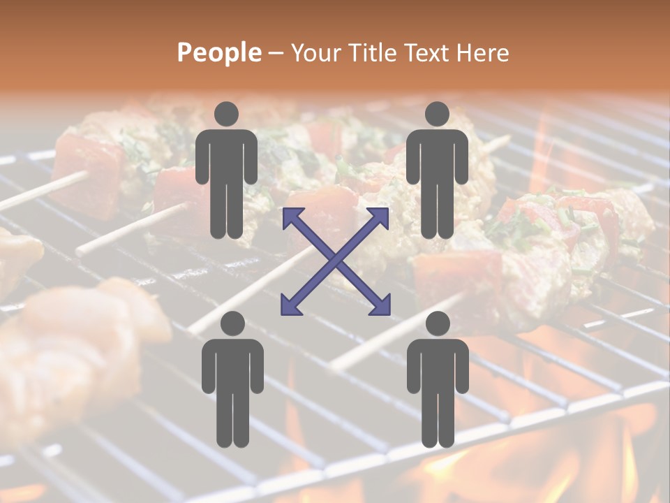 A Bbq Grill With Shrimp And Vegetables On Skewers PowerPoint Template