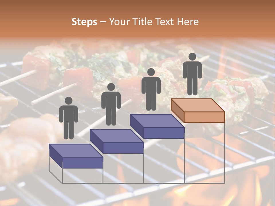 A Bbq Grill With Shrimp And Vegetables On Skewers PowerPoint Template