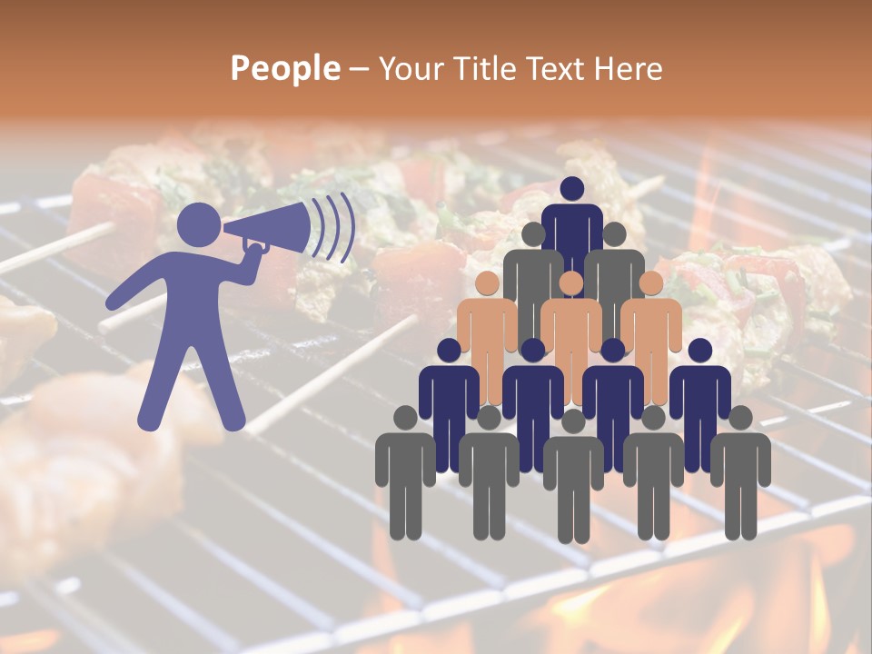 A Bbq Grill With Shrimp And Vegetables On Skewers PowerPoint Template