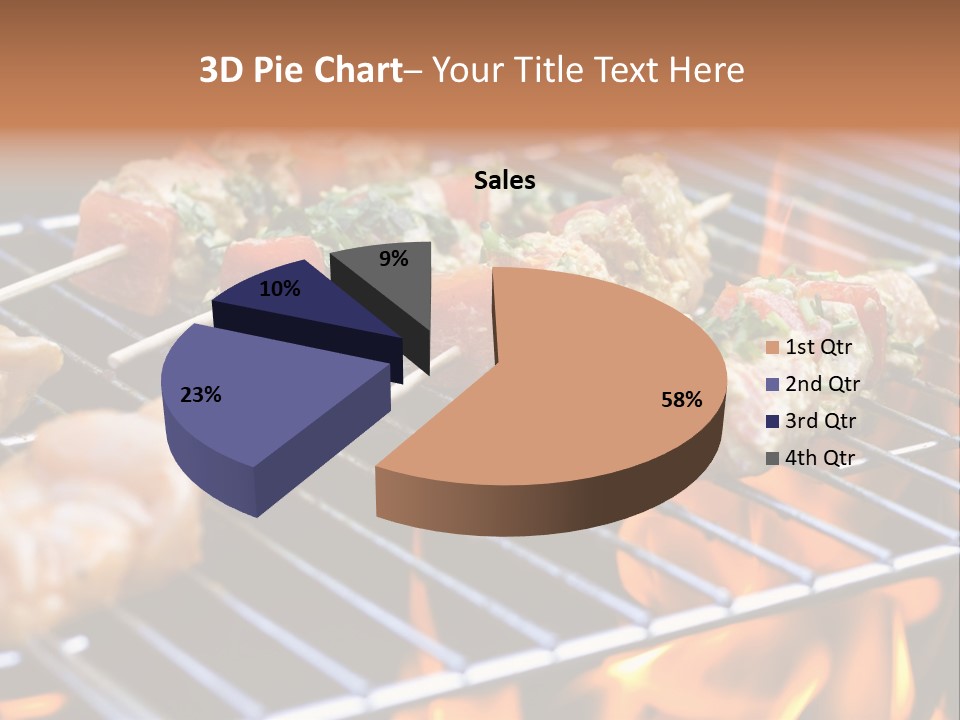 A Bbq Grill With Shrimp And Vegetables On Skewers PowerPoint Template