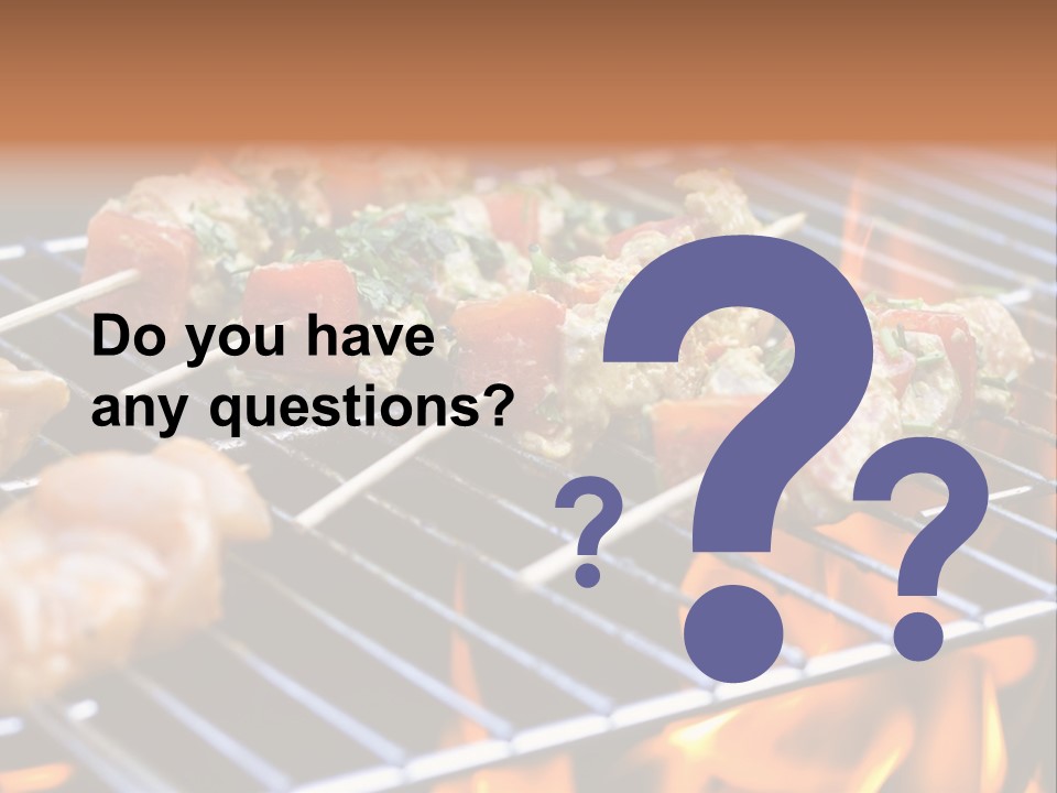 A Bbq Grill With Shrimp And Vegetables On Skewers PowerPoint Template