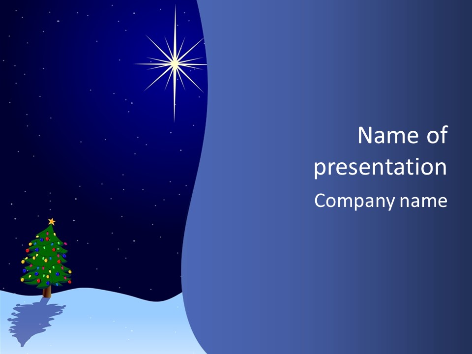 A Christmas Tree In The Snow With A Star On Top Of It PowerPoint Template