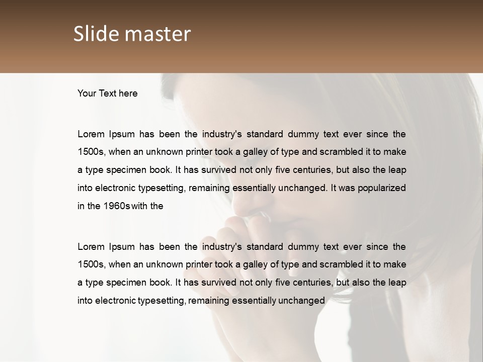 A Woman Holding Her Hand To Her Face PowerPoint Template