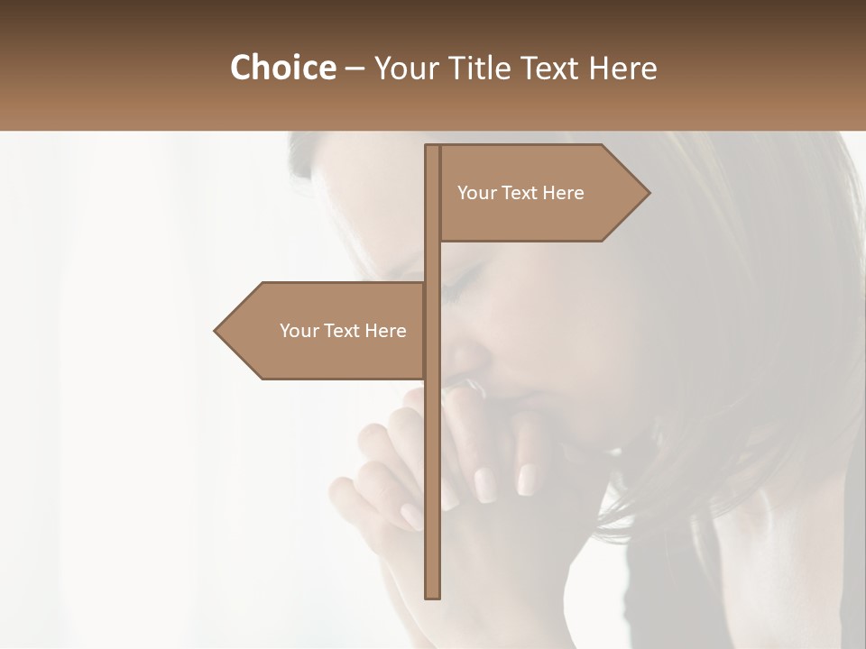 A Woman Holding Her Hand To Her Face PowerPoint Template