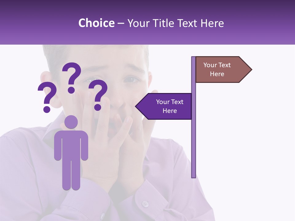 A Young Boy Is Holding His Hands To His Mouth PowerPoint Template