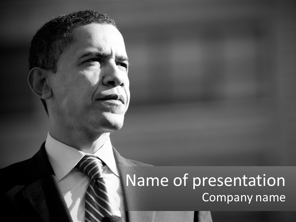 A Black And White Photo Of The President Of The United States PowerPoint Template